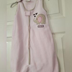 Carter's Baby Girl Elephant Hearts Fleece Sleeve Sleepless Sack Pink/Beige  0-6M
